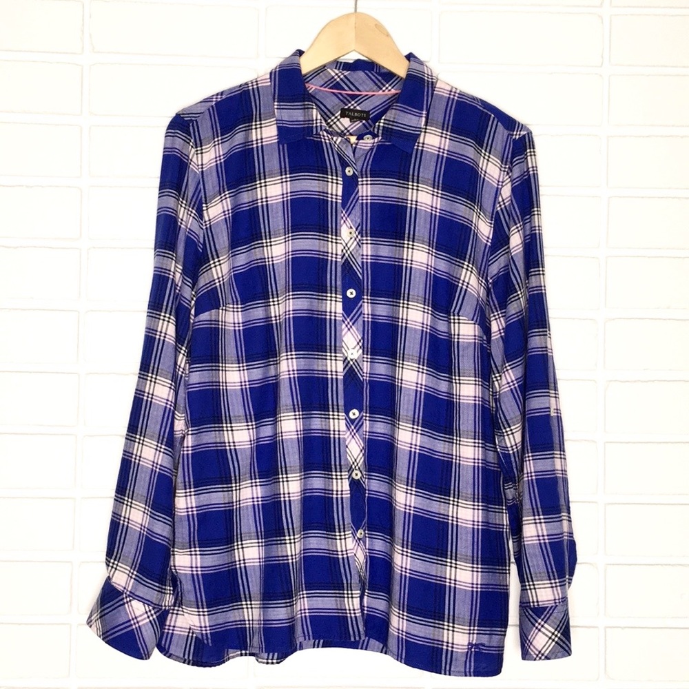 ⚡️$10⚡️Talbots | Blue/Pink/White Plaid Button-Down